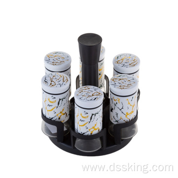 Grassland picnic seasoning bottle set rotary spice bottle rack seasoning jars set small glass jars spices